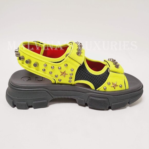GUCCI SHOES MENS AGURU STUD STAR LEATHER SANDALS YELLOW sz 10G 10.5 US main image 8